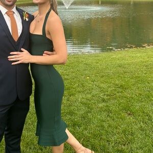 Green bodycon Halter Dress